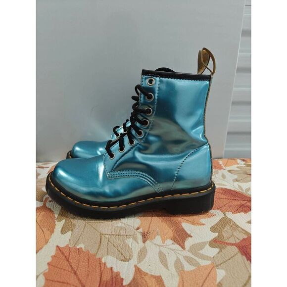 Dr. Martens Shoes - Dr.Martens 8 Holes Metallic Boots  Blue Women's Size 6